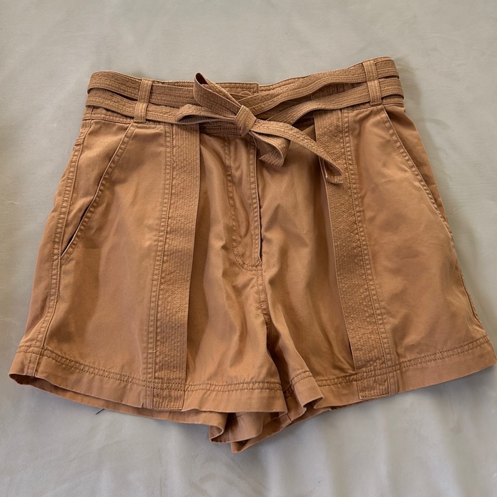 Ulla Johnson Tan Belted Cotton Shorts